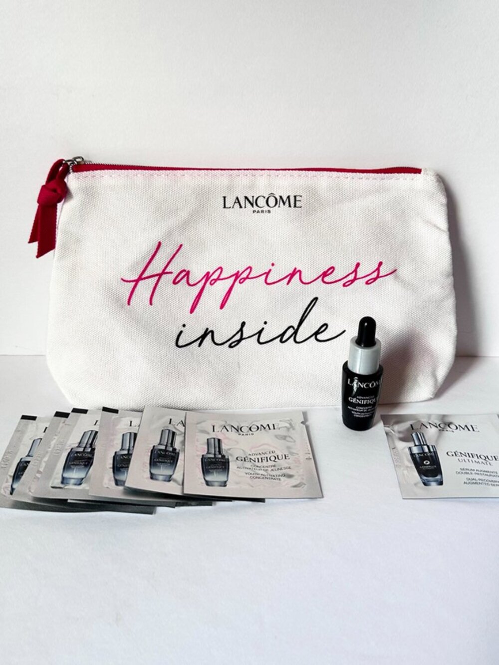 Lancôme Génifique Serum Bundle 7ml + 8 Samples + Cosmetic Makeup Bag NEW